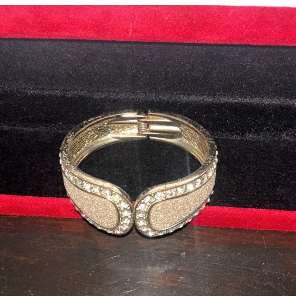 Gold-Tone Crystal Pavé Hinged Bracelet - Women's Jewelry